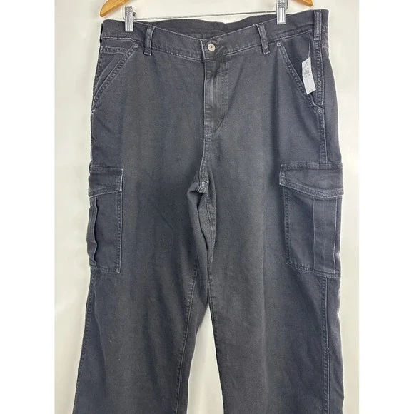 NWT Gap Mid Rise '90s Loose Cargo Jeans Washed Blk Grunge Baggy Skater Sz 33 16 - Picture 5 of 16